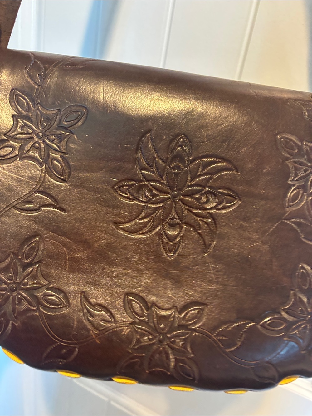 Vintage Tooled Leather Handmade Saddle Shoulder Bag Boho-Haruko - Picture 15 of 17